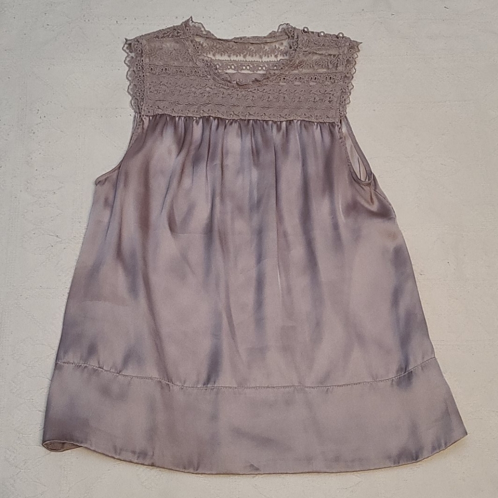 Francesca's pink laced neck & silky bodice top med